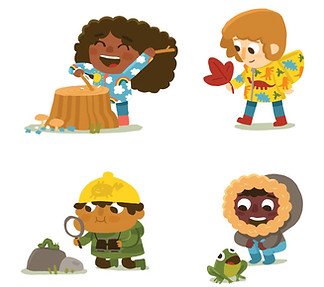 Forest school kids illustration